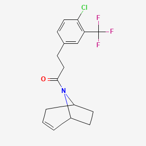 molecular formula C17H17ClF3NO B2465507 1-((1R,5S)-8-氮杂双环[3.2.1]辛-2-烯-8-基)-3-(4-氯-3-(三氟甲基)苯基)丙-1-酮 CAS No. 1797740-31-8