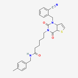 molecular formula C28H28N4O3S B2465512 6-{1-[(2-氰基苯基)甲基]-2,4-二氧代-1H,2H,3H,4H-噻吩并[3,2-d]嘧啶-3-基}-N-[(4-甲基苯基)甲基]己酰胺 CAS No. 899907-40-5