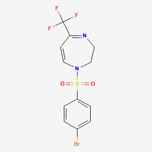 molecular formula C12H10BrF3N2O2S B2465517 1-[(4-溴苯)磺酰基]-5-(三氟甲基)-2,3-二氢-1H-1,4-二氮杂卓 CAS No. 478259-66-4