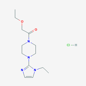 molecular formula C13H23ClN4O2 B2465530 2-ethoxy-1-(4-(1-ethyl-1H-imidazol-2-yl)piperazin-1-yl)ethanone hydrochloride CAS No. 1185119-12-3