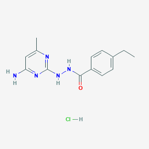 molecular formula C14H18ClN5O B2465531 N'-(4-amino-6-methylpyrimidin-2-yl)-4-ethylbenzohydrazide hydrochloride CAS No. 2034443-03-1