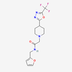 molecular formula C15H17F3N4O3 B2465544 N-(furan-2-ylmethyl)-2-(4-(5-(trifluoromethyl)-1,3,4-oxadiazol-2-yl)piperidin-1-yl)acetamide CAS No. 1396751-29-3