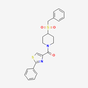 molecular formula C22H22N2O3S2 B2465571 (4-(Benzylsulfonyl)piperidin-1-yl)(2-phenylthiazol-4-yl)methanone CAS No. 2034387-90-9