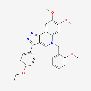 molecular formula C28H27N3O4 B2465574 3-(4-ethoxyphenyl)-7,8-dimethoxy-5-(2-methoxybenzyl)-5H-pyrazolo[4,3-c]quinoline CAS No. 872198-48-6