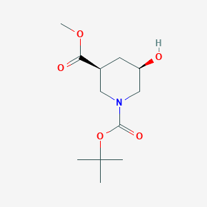 molecular formula C12H21NO5 B2465575 1-tert-butyl 3-methyl (3S,5R)-rel-5-hydroxypiperidine-1,3-dicarboxylate CAS No. 1246442-45-4