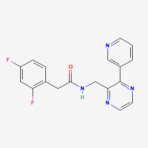 molecular formula C18H14F2N4O B2465588 2-(2,4-二氟苯基)-N-((3-(吡啶-3-基)吡嗪-2-基)甲基)乙酰胺 CAS No. 2034563-01-2