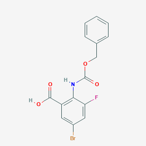 molecular formula C15H11BrFNO4 B2465590 5-Bromo-3-fluoro-2-(phenylmethoxycarbonylamino)benzoic acid CAS No. 2287318-80-1