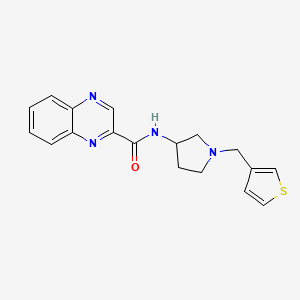 molecular formula C18H18N4OS B2465593 N-{1-[(thiophen-3-yl)methyl]pyrrolidin-3-yl}quinoxaline-2-carboxamide CAS No. 2097899-77-7