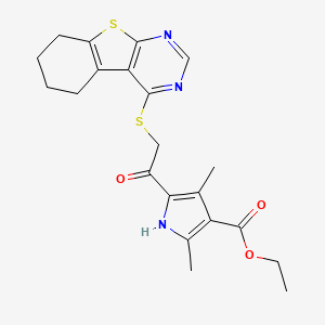 ethyl 2,4-dimethyl-5-[(5,6,7,8-tetrahydro[1]benzothieno[2,3-d]pyrimidin-4-ylsulfanyl)acetyl]-1H-pyrrole-3-carboxylate