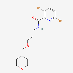 molecular formula C15H20Br2N2O3 B2465599 3,6-dibromo-N-{3-[(oxan-4-yl)methoxy]propyl}pyridine-2-carboxamide CAS No. 1788026-96-9