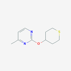 molecular formula C10H14N2OS B2465604 4-Methyl-2-(thian-4-yloxy)pyrimidine CAS No. 2201995-91-5