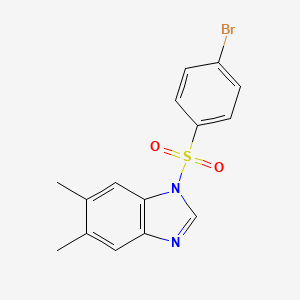 molecular formula C15H13BrN2O2S B2465611 1-((4-溴苯基)磺酰)-5,6-二甲基-1H-苯并[d]咪唑 CAS No. 325810-37-5