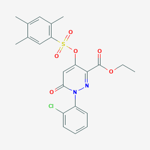 molecular formula C22H21ClN2O6S B2465623 Ethyl 1-(2-chlorophenyl)-6-oxo-4-(((2,4,5-trimethylphenyl)sulfonyl)oxy)-1,6-dihydropyridazine-3-carboxylate CAS No. 899959-00-3