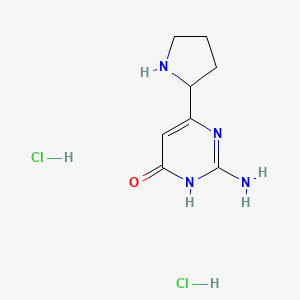 molecular formula C8H14Cl2N4O B2465627 2-Amino-6-pyrrolidin-2-ylpyrimidin-4-ol dihydrochloride CAS No. 1230100-84-1