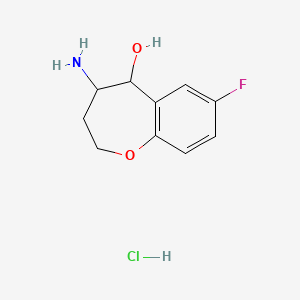 molecular formula C10H13ClFNO2 B2465638 4-Amino-7-fluoro-2,3,4,5-tetrahydro-1-benzoxepin-5-ol hydrochloride CAS No. 1483294-37-6