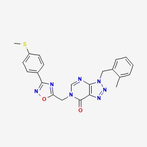 molecular formula C22H19N7O2S B2465657 3-(2-methylbenzyl)-6-((3-(4-(methylthio)phenyl)-1,2,4-oxadiazol-5-yl)methyl)-3H-[1,2,3]triazolo[4,5-d]pyrimidin-7(6H)-one CAS No. 1207050-48-3