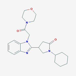 molecular formula C23H30N4O3 B246566 1-cyclohexyl-4-{1-[2-(4-morpholinyl)-2-oxoethyl]-1H-benzimidazol-2-yl}-2-pyrrolidinone 