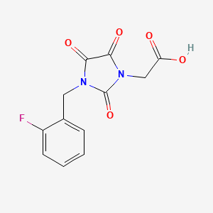 molecular formula C12H9FN2O5 B2465675 2-[3-(2-Fluorobenzyl)-2,4,5-trioxo-1-imidazolidinyl]acetic acid CAS No. 303986-57-4