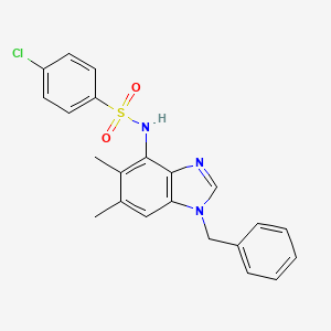 molecular formula C22H20ClN3O2S B2465696 N-(1-benzyl-5,6-dimethyl-1H-1,3-benzimidazol-4-yl)-4-chlorobenzenesulfonamide CAS No. 338410-62-1