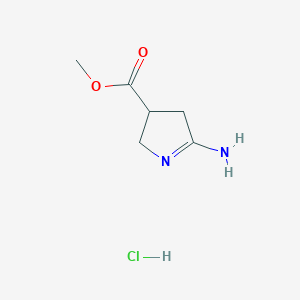 molecular formula C6H11ClN2O2 B2465698 Methyl 5-amino-3,4-dihydro-2H-pyrrole-3-carboxylate;hydrochloride CAS No. 2361635-93-8