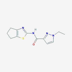molecular formula C12H14N4OS B2465700 N-(5,6-dihydro-4H-cyclopenta[d]thiazol-2-yl)-1-ethyl-1H-pyrazole-3-carboxamide CAS No. 1172784-65-4