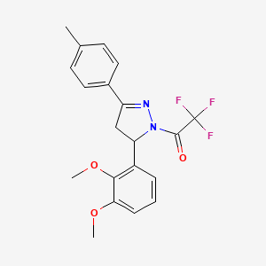 molecular formula C20H19F3N2O3 B2465713 1-(5-(2,3-dimethoxyphenyl)-3-(p-tolyl)-4,5-dihydro-1H-pyrazol-1-yl)-2,2,2-trifluoroethanone CAS No. 899972-39-5
