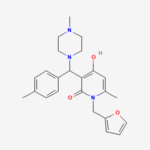 molecular formula C24H29N3O3 B2465723 1-(呋喃-2-基甲基)-4-羟基-6-甲基-3-((4-甲基哌嗪-1-基)(对甲苯基)甲基)吡啶-2(1H)-酮 CAS No. 897612-74-7