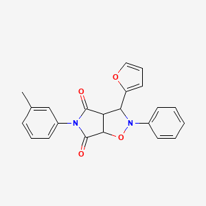 molecular formula C22H18N2O4 B2465728 3-(呋喃-2-基)-2-苯基-5-(间甲苯基)二氢-2H-吡咯并[3,4-d]异噁唑-4,6(5H,6aH)-二酮 CAS No. 1005052-41-4