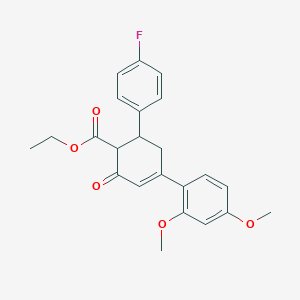 molecular formula C23H23FO5 B2465758 Ethyl 4-(2,4-dimethoxyphenyl)-6-(4-fluorophenyl)-2-oxocyclohex-3-ene-1-carboxylate CAS No. 1795189-97-7