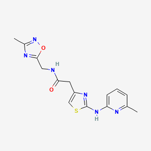 molecular formula C15H16N6O2S B2465760 N-((3-甲基-1,2,4-恶二唑-5-基)甲基)-2-(2-((6-甲基吡啶-2-基)氨基)噻唑-4-基)乙酰胺 CAS No. 1257552-20-7