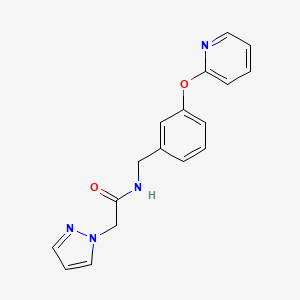 molecular formula C17H16N4O2 B2465763 2-(1H-吡唑-1-基)-N-(3-(吡啶-2-氧基)苄基)乙酰胺 CAS No. 1797891-21-4