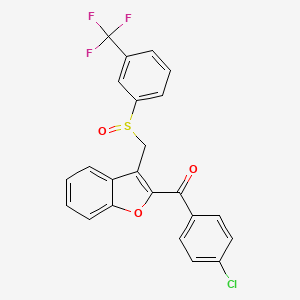 molecular formula C23H14ClF3O3S B2465774 (4-氯苯基)[3-({[3-(三氟甲基)苯基]亚砜基}甲基)-1-苯并呋喃-2-基]甲酮 CAS No. 338411-52-2