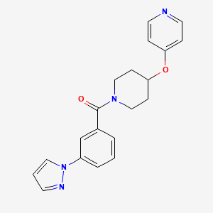 molecular formula C20H20N4O2 B2465796 (3-(1H-pyrazol-1-yl)phenyl)(4-(pyridin-4-yloxy)piperidin-1-yl)methanone CAS No. 2034365-03-0