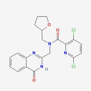 molecular formula C20H18Cl2N4O3 B2465797 3,6-Dichloro-N-(oxolan-2-ylmethyl)-N-[(4-oxo-3H-quinazolin-2-yl)methyl]pyridine-2-carboxamide CAS No. 1118801-40-3