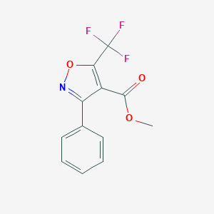 molecular formula C12H8F3NO3 B024658 4-Isoxazolecarboxylicacid,3-phenyl-5-(trifluoromethyl)-,methylester(9CI) CAS No. 104721-33-7