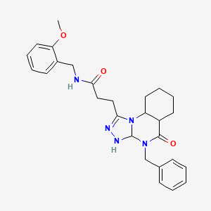 molecular formula C27H25N5O3 B2465807 3-{4-benzyl-5-oxo-4H,5H-[1,2,4]triazolo[4,3-a]quinazolin-1-yl}-N-[(2-methoxyphenyl)methyl]propanamide CAS No. 902955-99-1