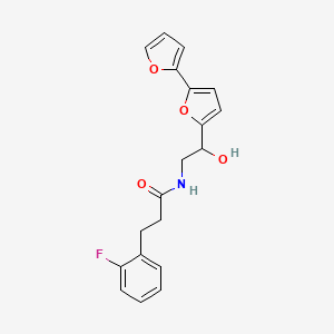 B2465827 3-(2-Fluorophenyl)-N-[2-[5-(furan-2-yl)furan-2-yl]-2-hydroxyethyl]propanamide CAS No. 2310143-89-4