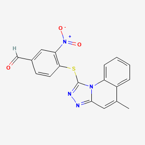 molecular formula C18H12N4O3S B2465835 4-[(5-Methyl-[1,2,4]triazolo[4,3-a]quinolin-1-yl)sulfanyl]-3-nitrobenzaldehyde CAS No. 727979-09-1
