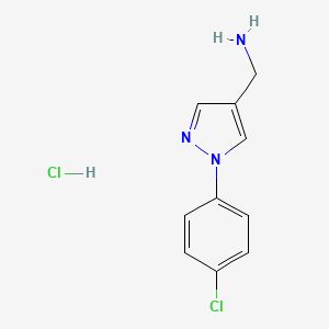 molecular formula C10H11Cl2N3 B2465842 [1-(4-氯苯基)吡唑-4-基]甲胺;盐酸盐 CAS No. 2305253-86-3