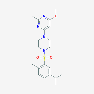 molecular formula C20H28N4O3S B2465863 4-(4-((5-异丙基-2-甲基苯基)磺酰基)哌嗪-1-基)-6-甲氧基-2-甲基嘧啶 CAS No. 946373-12-2