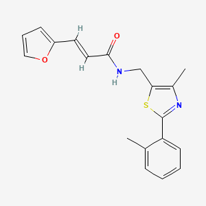 molecular formula C19H18N2O2S B2465867 (E)-3-(furan-2-yl)-N-((4-methyl-2-(o-tolyl)thiazol-5-yl)methyl)acrylamide CAS No. 1706469-88-6