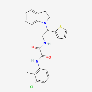 molecular formula C23H22ClN3O2S B2465875 N1-(3-chloro-2-methylphenyl)-N2-(2-(indolin-1-yl)-2-(thiophen-2-yl)ethyl)oxalamide CAS No. 898407-75-5