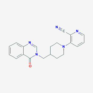 molecular formula C20H19N5O B2465878 3-[4-[(4-Oxoquinazolin-3-yl)methyl]piperidin-1-yl]pyridine-2-carbonitrile CAS No. 2380176-05-4