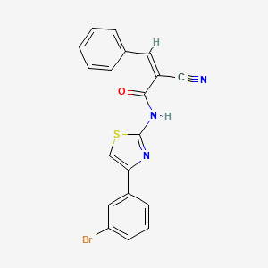molecular formula C19H12BrN3OS B2465883 (Z)-N-[4-(3-bromophenyl)-1,3-thiazol-2-yl]-2-cyano-3-phenylprop-2-enamide CAS No. 721893-73-8