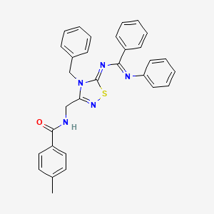N-(((Z)-4-benzyl-5-(((E)-phenyl(phenylimino)methyl)imino)-4,5-dihydro-1,2,4-thiadiazol-3-yl)methyl)-4-methylbenzamide