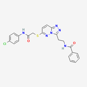 molecular formula C22H19ClN6O2S B2465894 N-(2-(6-((2-((4-chlorophenyl)amino)-2-oxoethyl)thio)-[1,2,4]triazolo[4,3-b]pyridazin-3-yl)ethyl)benzamide CAS No. 872993-89-0