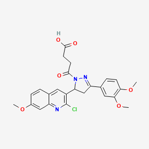 molecular formula C25H24ClN3O6 B2465909 4-[5-(2-chloro-7-methoxyquinolin-3-yl)-3-(3,4-dimethoxyphenyl)-4,5-dihydro-1H-pyrazol-1-yl]-4-oxobutanoic acid CAS No. 370844-30-7