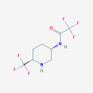 molecular formula C8H10F6N2O B2465916 2,2,2-Trifluoro-N-[(3S,6S)-6-(trifluoromethyl)piperidin-3-yl]acetamide CAS No. 1909294-33-2