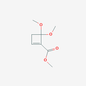 molecular formula C8H12O4 B2465917 4,4-Dimethoxycyclobutene-1-carboxylic acid methyl ester CAS No. 142645-58-7