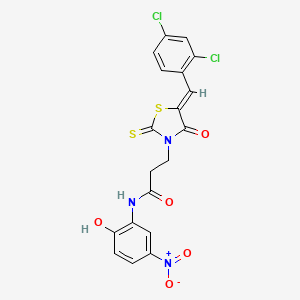 3-[(5Z)-5-[(2,4-dichlorophenyl)methylidene]-4-oxo-2-sulfanylidene-1,3-thiazolidin-3-yl]-N-(2-hydroxy-5-nitrophenyl)propanamide